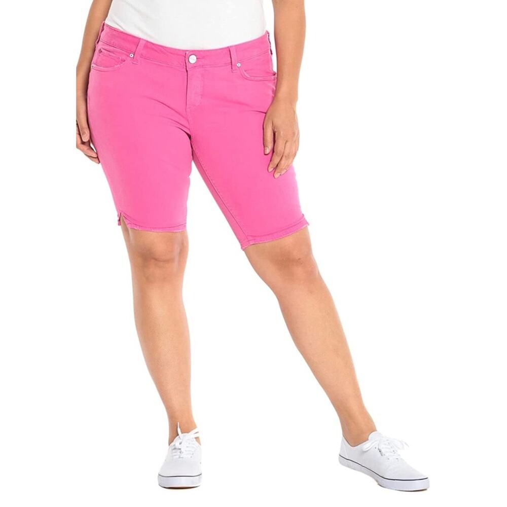 Slink Jeans Pink Curvy Stretch Longer length Bermuda Shorts womens plus 22 new